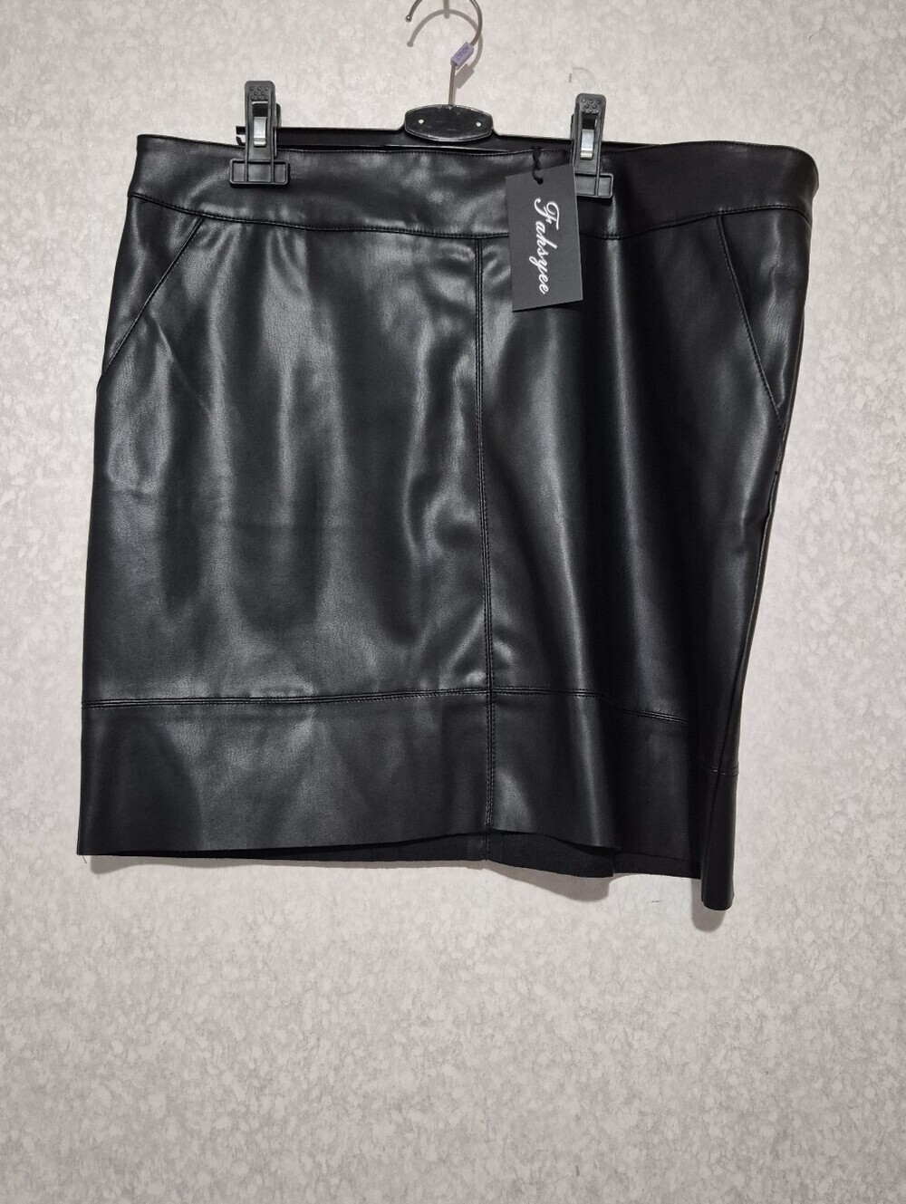 NWT Black Faux Leather Mini Skirt ..Size:XL